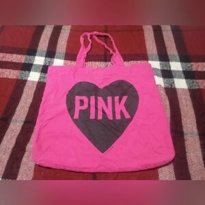 Victoria's Secret Pink Heart Tote Bag Without Zipper Or Closure